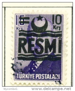 TURKEY  -  1955  Official  Opt.RESMI  10k On 15k  Used As Scan - Used Stamps