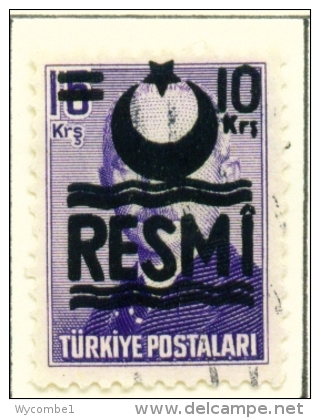 TURKEY  -  1955  Official  Opt.RESMI  10k On 15k  Used As Scan - Usados