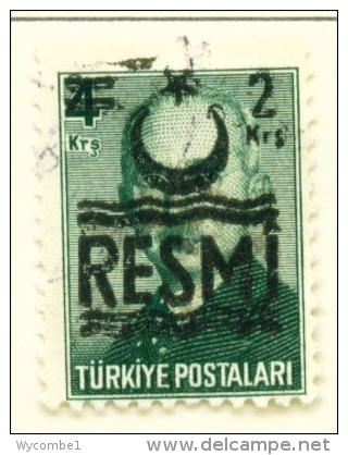 TURKEY  -  1955  Official  Opt.RESMI  2k On 4k  Used As Scan - Used Stamps