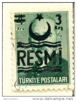 TURKEY  -  1955  Official  Opt.RESMI  3k On 4k  Used As Scan - Used Stamps