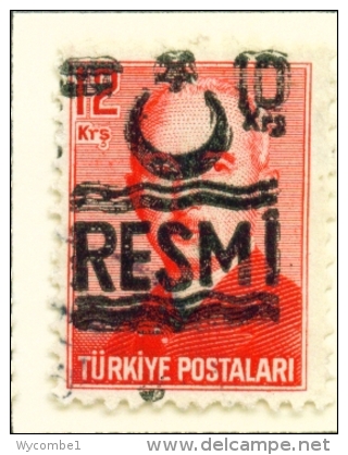 TURKEY  -  1955  Official  Opt.RESMI  10k On 12k  Used As Scan - Used Stamps