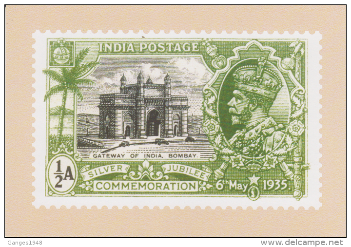 India  2015  KG V SILVER JUBILEE 1/2A STAMP  RE-PRINTED ON POST CARD   OFFICIALLY ISSUED  # 60054   Indien Inde - Lettres & Documents