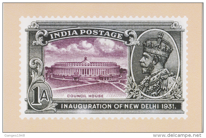 India  2015  KG V  INAIGRATION  1A  STAMP RE-PRINTED ON POST CARD   OFFICIALLY ISSUED # 60046   Indien Inde - Lettres & Documents