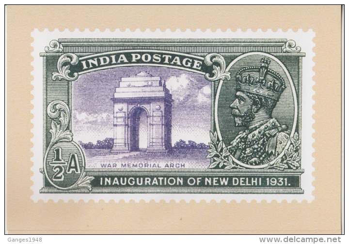 India  2015  KG V  INAIGRATION  1/2A  STAMP RE-PRINTED ON POST CARD   OFFICIALLY ISSUED # 60047   Indien Inde - Covers & Documents