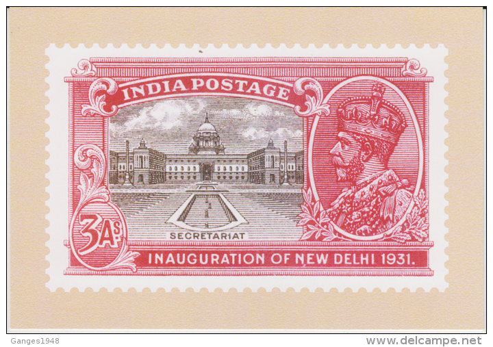 India  2015  KG V  INAIGRATION  3A  STAMP RE-PRINTED ON POST CARD   OFFICIALLY ISSUED # 60048   Indien Inde - Lettres & Documents