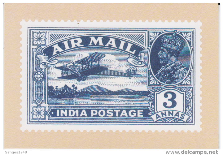 India  2015  KG V  AIR MAIL  3A  STAMP RE-PRINTED ON POST CARD   OFFICIALLY ISSUED # 60063   Indien Inde - Cartas & Documentos