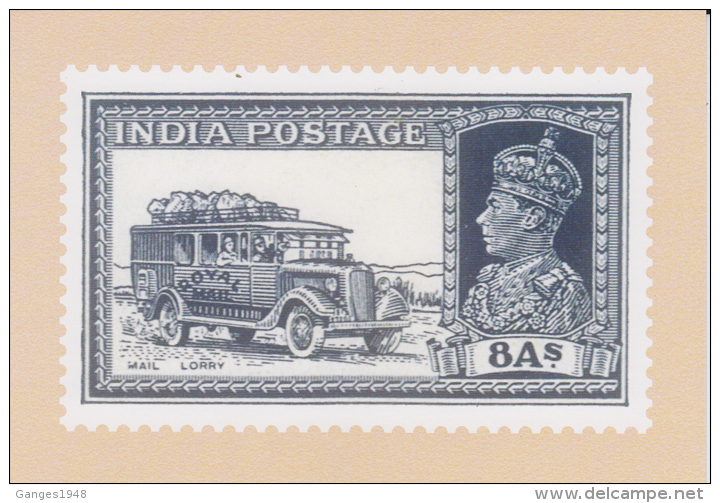 India  2015  KG VI  8A  MAIL LORRY  STAMP RE-PRINTED ON POST CARD   OFFICIALLY ISSUED # 60060   Indien Inde - Brieven En Documenten