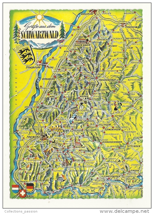 Cp, Carte Géographique, Schwarzwald - Landkarten