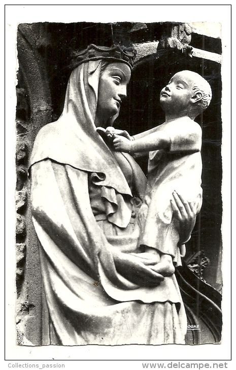 Cp, Sculptures, Riom (63) - La Célèbre Vierge à L´oiseau, écrite - Sculture