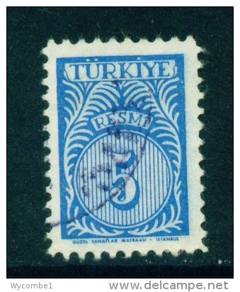 TURKEY  -  1957  Official  5k  Used As Scan - Used Stamps