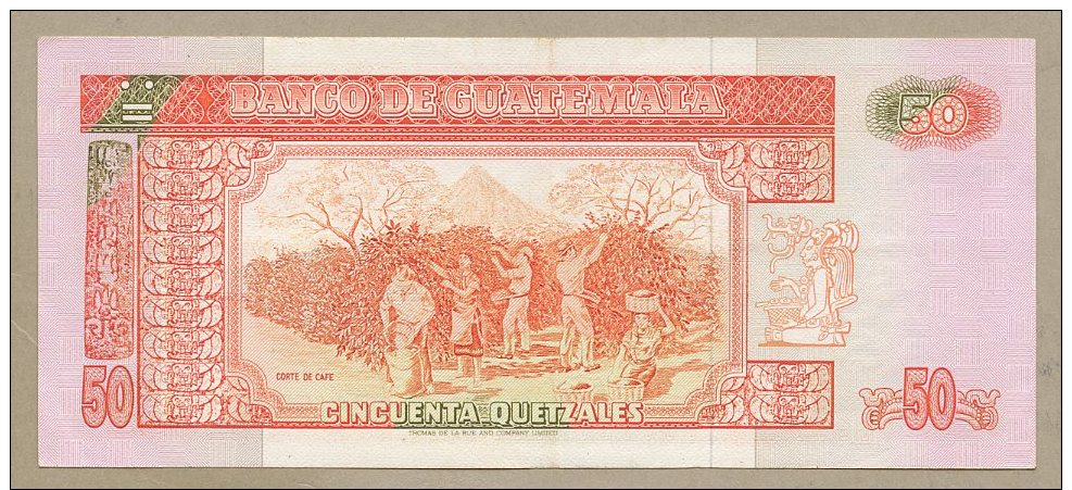 Guatemala - 50 Quetzales  1990  P77b  EF+  !!!!!!!!!!!!!!!  ( Banknotes ) - Guatemala