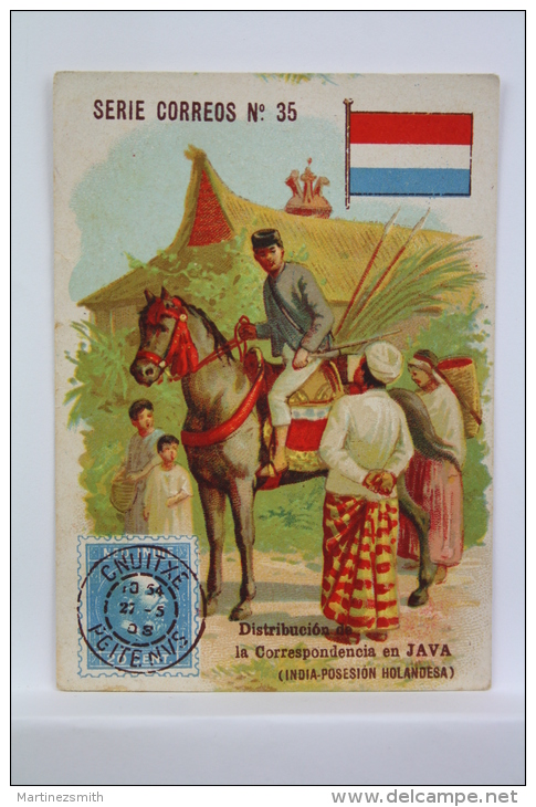Old Die Cut Trading Card/ Chromo Topic/ Theme - Mail Delivery/ Post Office From Java - Otros & Sin Clasificación