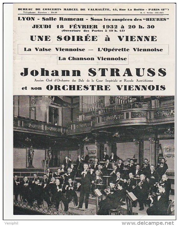 PROGRAMME  OPERETTE VIENNOISE LYON - SALLE RAMEAU 1932 - Programs