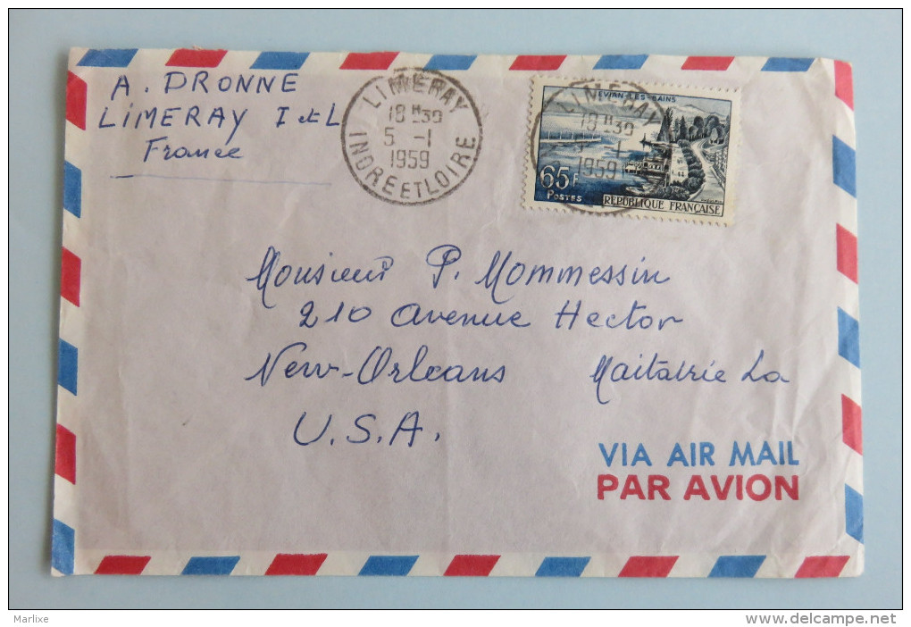 Lettre Pour Usa 1959 Yt 1131 - 1921-1960: Période Moderne