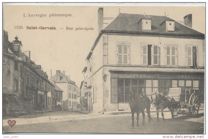63 -   SAINT GERVAIS D´AUVERGNE  -  Rue Principale - Chevaux - Saint Gervais D'Auvergne