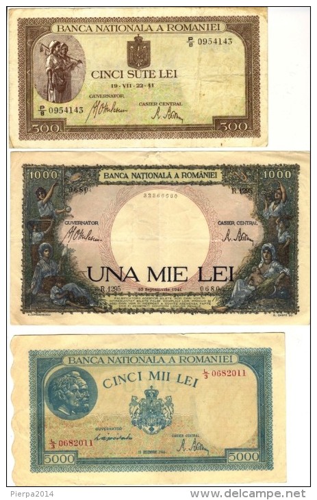 Lot Of 5 Banknotes Years 1941-45 - Romania