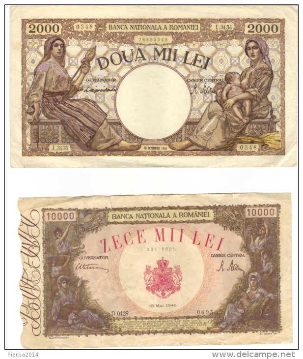 Lot Of 5 Banknotes Years 1941-45 - Romania
