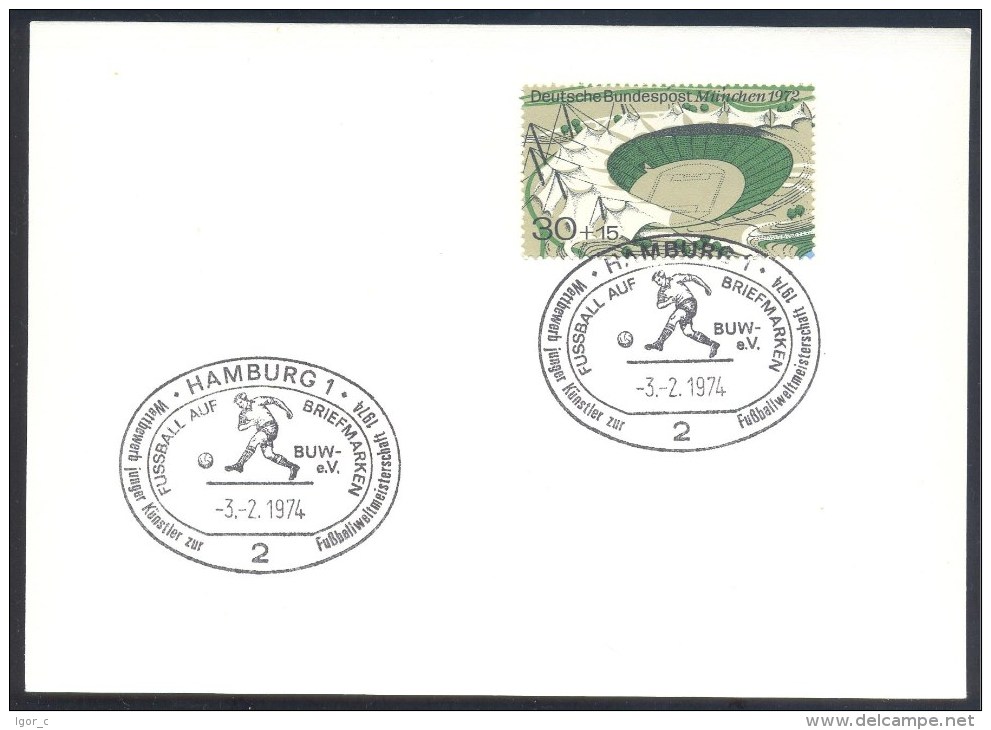 Germany Deutschland 1974 Cover: Football Fussball Soccer Calcio World Cup Hamburg Cancellation - 1974 – West Germany