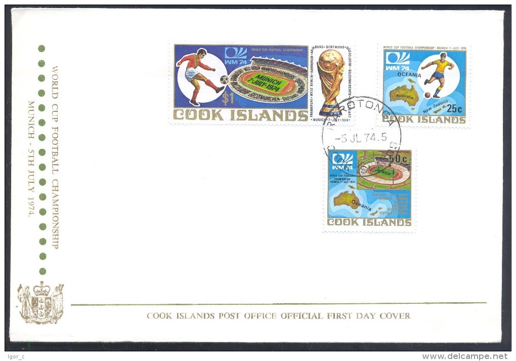 Cook 1974 Fdc Cover: Football Fussball Soccer Calcio World Cup 1974 Germany FIFA Coupe Du Monde - 1974 – Germania Ovest