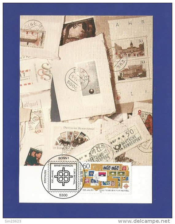 BRD 1988  Mi.Nr. 1395 , 100 Jahre Briefmarken - Maximum Card - Erstausgabe 10.11.1988 - 1981-2000