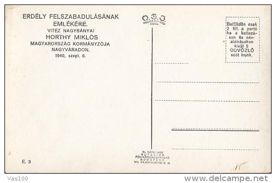 CPA ORADEA- HORTHY MIKLOS VISITING - Roumanie