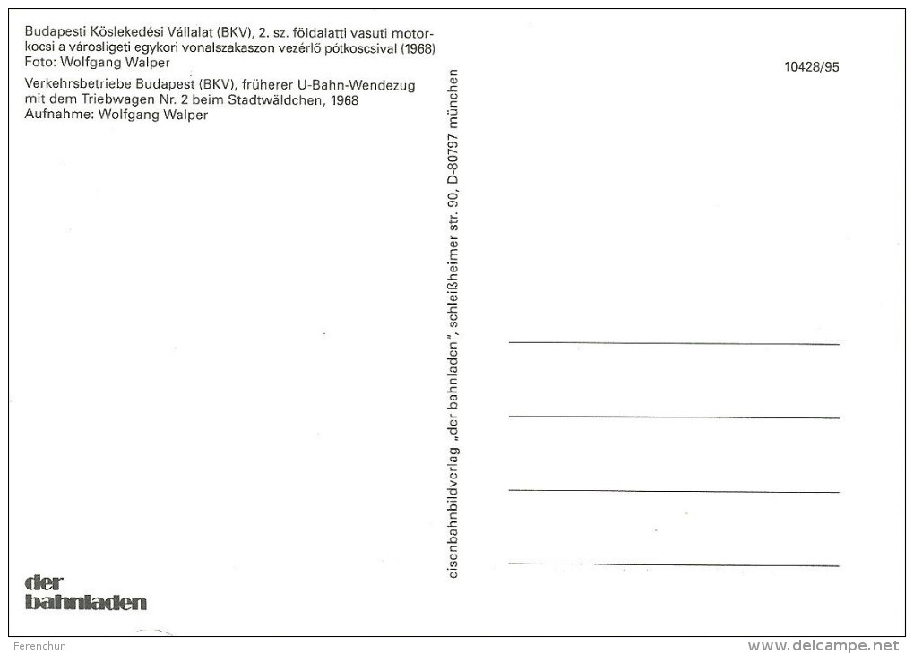 UNDERGROUND SUBWAY METRO * RAIL RAILWAY RAILROAD TRAIN * BKV BUDAPEST * HUNGARY HUNGARIAN * Bahnladen 10428 95 * Germany - Métro