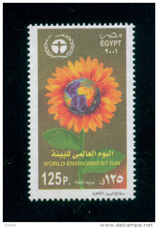 EGYPT / 2001 / UN / WORLD ENVIRONMENT DAY / MAP / GLOBE / FLOWERS / SUNFLOWER / MNH / VF - Neufs