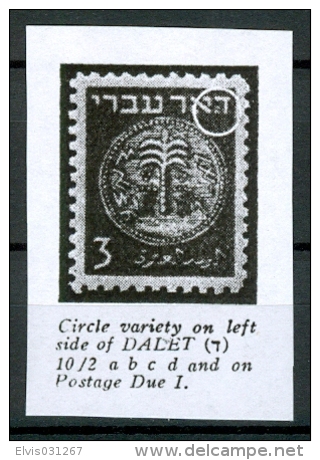 Israel - 1948, Michel/Philex No. : 1 Tab Block With ERROR : CIRCLE VARIETY, Perf: 11/11 - MNH - *** - Full Tab - Neufs (sans Tabs)