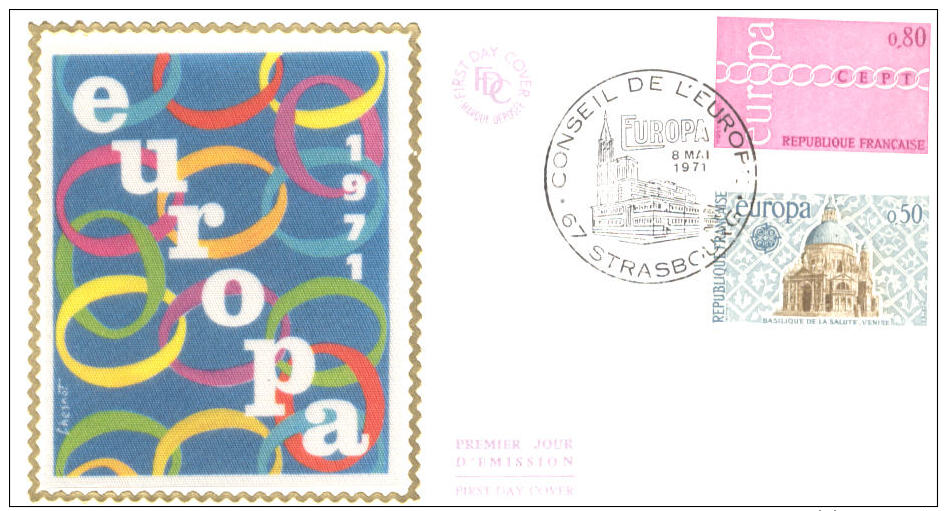 FDC -  Enveloppe 1er Jour 8 MAI 1971 - 67 STRASBOURG - EUROPA - 1970-1979