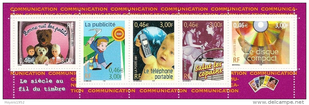 France 2001 Bande ** Issue Du Feuillet Y&T No 35 (timbres Y&T Nos 3372-3376) - Mint/Hinged