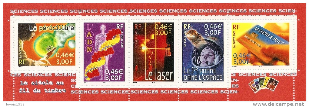 France 2001 Bande ** Issue Du Feuillet Y&T No 39 (timbres Y&T Nos 3422-3426) - Neufs