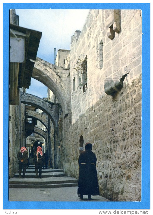 R108, Jordanie, Via Dolorosa Jerusalem, Animée, GF, Circulée 1969 - Jordanien