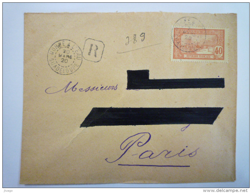 Enveloppe Recommandée Au Départ De La  GUADELOUPE  à Destination De  PARIS   1920    - Covers & Documents