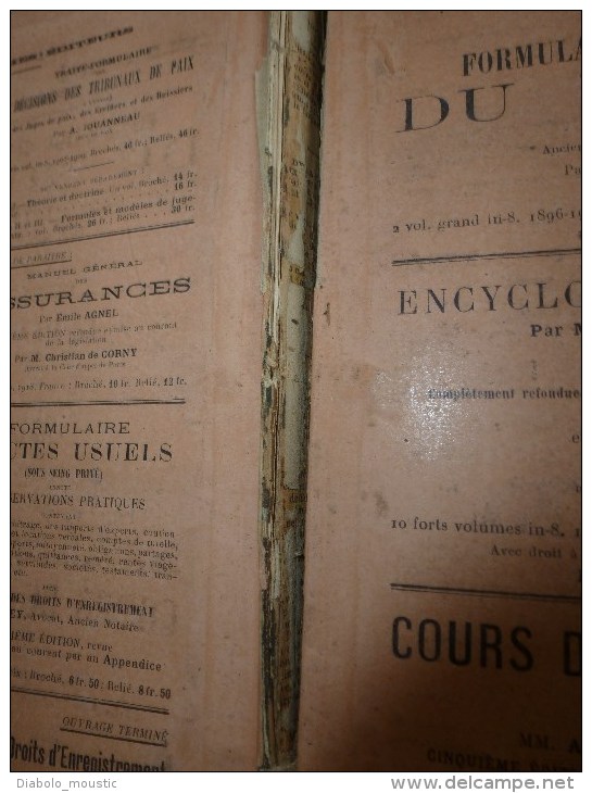 1913 : Codes et Lois (Codes et Traités)pour la FRANCE , L'ALGERIE , et les COLONIES ...dos cuir