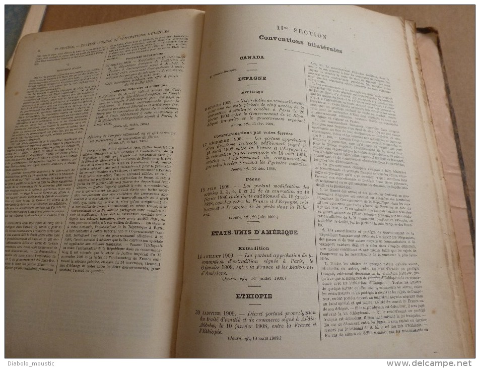 1913 : Codes et Lois (Codes et Traités)pour la FRANCE , L'ALGERIE , et les COLONIES ...dos cuir