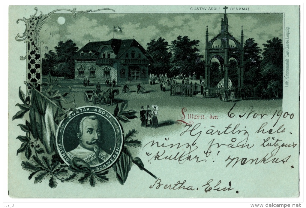 CPA Deutschland: Mondscheinlitho, Gustav Adolf Denkmal, 1900,  2 Scans - Lützen