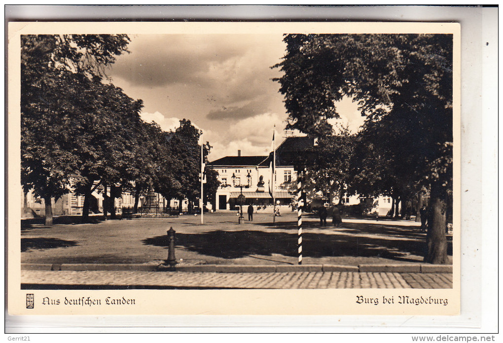 0-3270 BURG, Parade-Platz Mit Roland, 1937, NS-Beflaggung - Burg