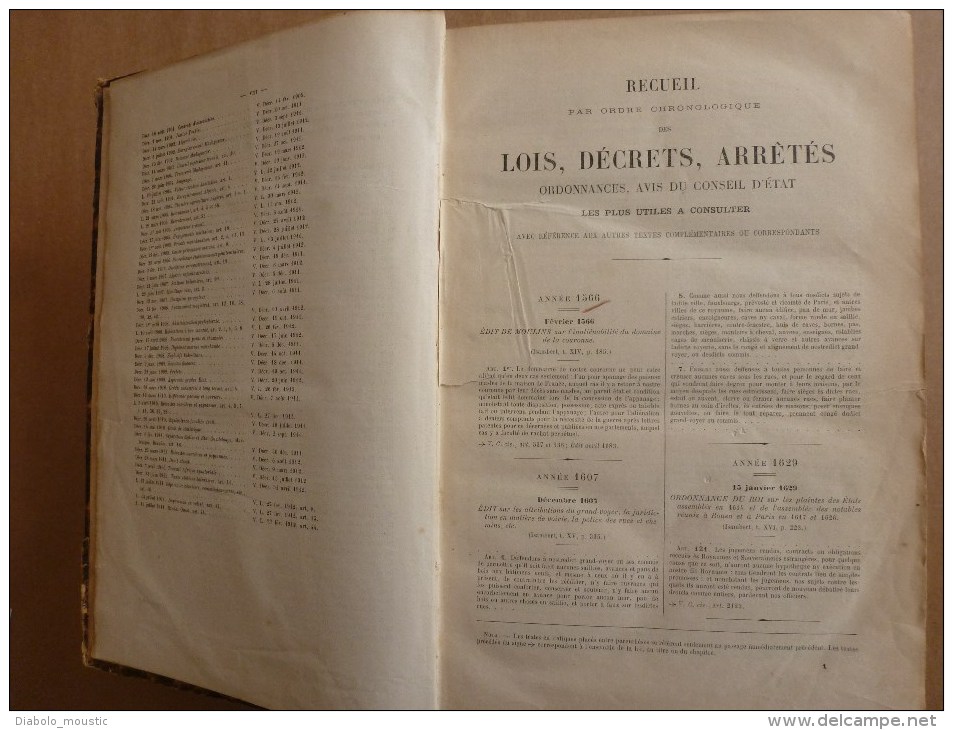 1913 : Codes et Lois (Lois et Décrets)pour la FRANCE , L´ALGERIE , et les COLONIES ...dos cuir