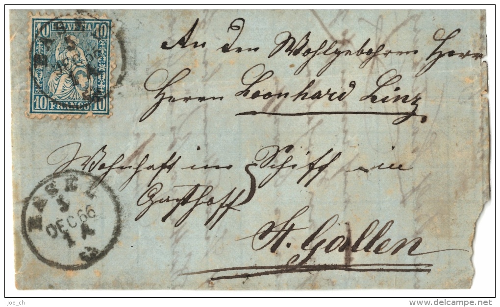 Briefabschnitt, Basel 1866, 2 Scans - Lettres & Documents