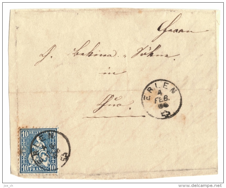 Briefabschnitt, Erlen 1866, 2 Scans - Lettres & Documents