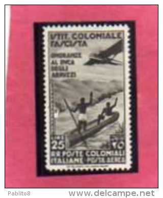 COLONIE ITALIANE EMISSIONI GENERALI 1934 POSTA AEREA AIR MAIL ONORANZE AL DUCA DEGLI ABRUZZI 25 LIRE MNH - Emissions Générales