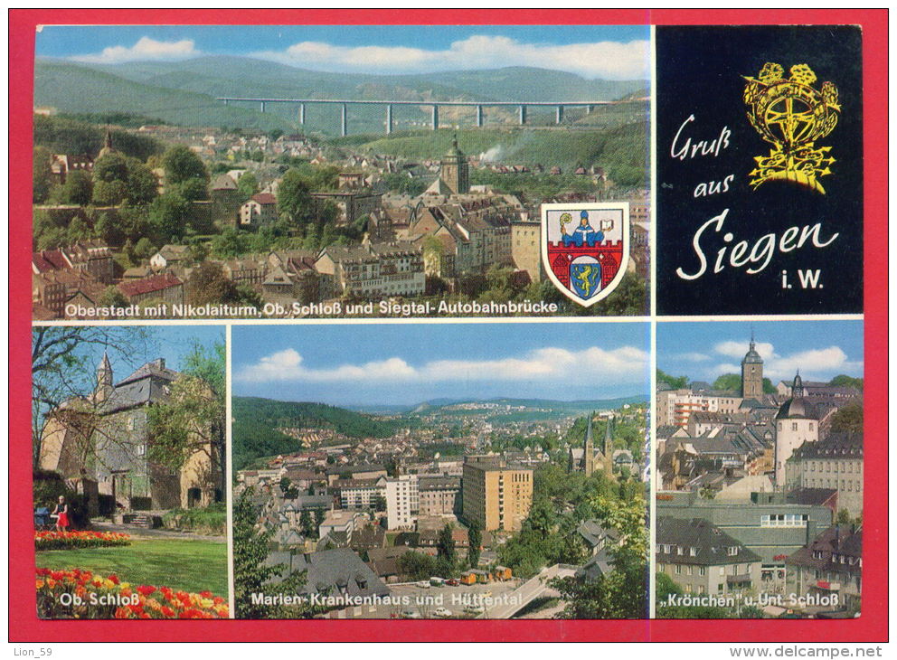 161941 / Siegen - Siegtal-Autobahnbrücke Eiserfeld , BRIDGE , PANORAMA, OB. SCHLOSS MARIEN KRANKENHAUS - Germany - Siegen