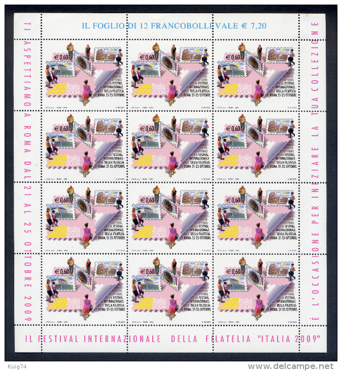 2009 MINIFOGLI "FESTIVAL INTERNAZIONALE FILATELIA" ** N. 23-24 INTEGRI  - MNH 2 MINISHEET - Blocks & Sheetlets