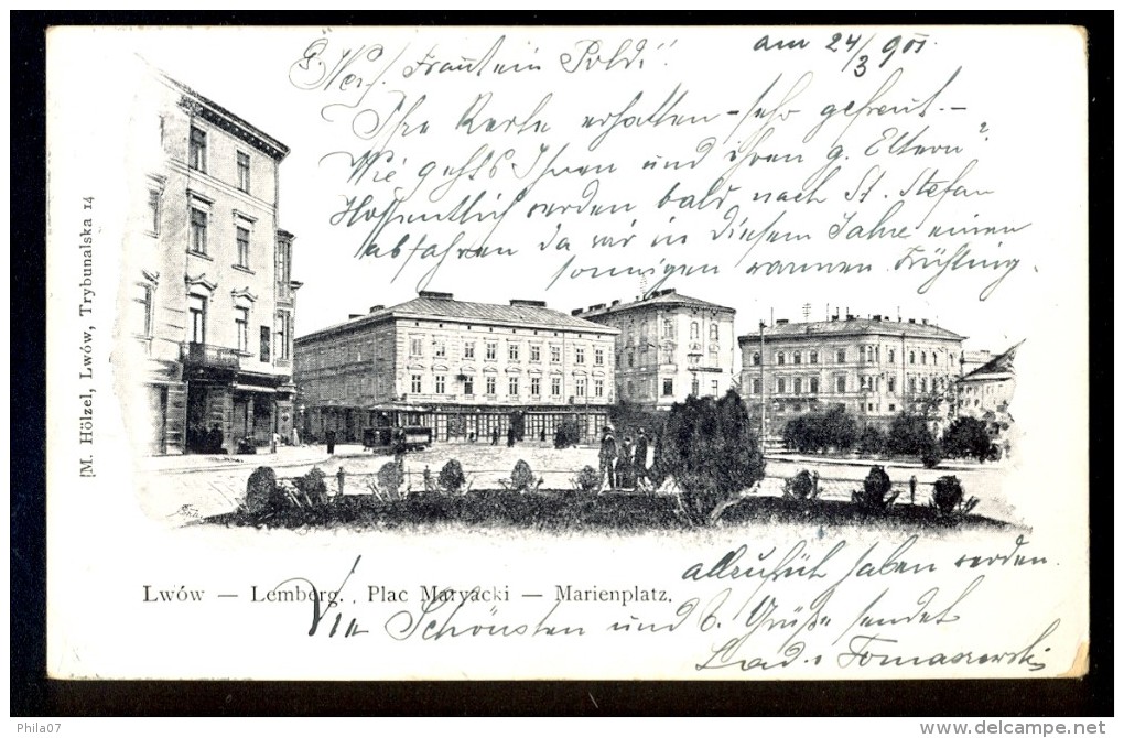 Lwow - Lemberg Plac Maryacki Marienplatz / M. Holzel / Year 1901 / Circulated Postcard - Ukraine