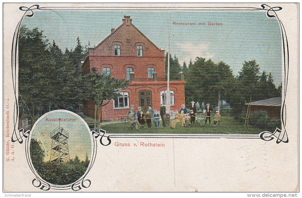 Litho AK Gruss Vom Rothstein Rotstein Restaurant Garten Gasthaus Baude Alter Turm Bei Reichenbach Sohland Löbau Görlitz - Gersdorf