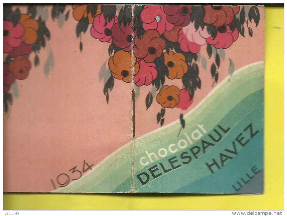 CALENDRIER 1934 CHOCOLAT DELESPAUL HAVEZ  LILLE - Klein Formaat: 1921-40