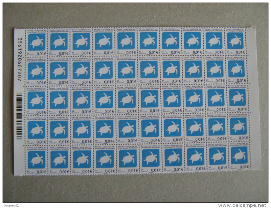 TAAF 2013 SERIE COURANTE  FAUNE  P 677 TORTUE    2 COULEURS DE BLEU   2 BLOC S DE 50 PIECES - Nuevos