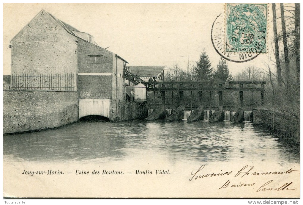 CPA 77 JOUY SUR MORIN USINE DES BOUTONS MOULIN VIDAL  1903 - Autres & Non Classés