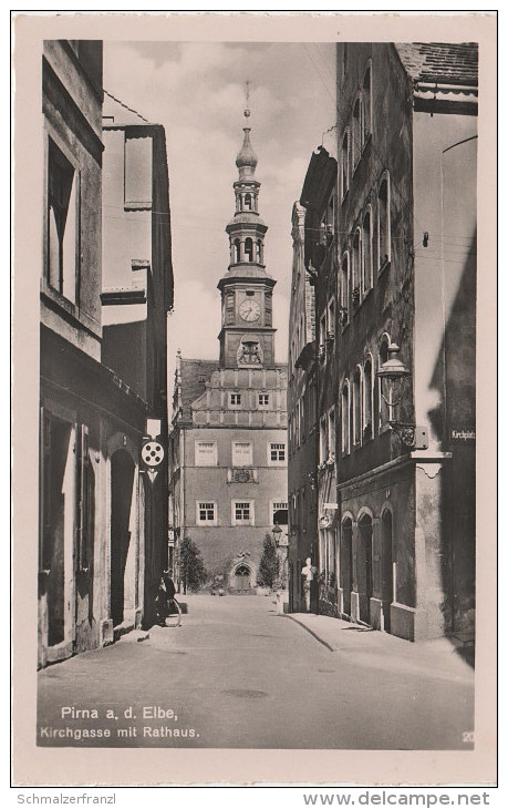 AK Sächsische Schweiz Pirna Kirchgasse Mit Rathaus Kirchplatz Am Markt Marienkirche Altstadt - Pirna