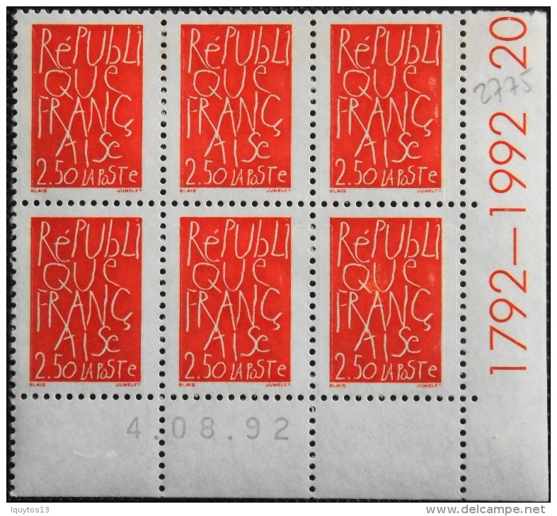 FRANCE COIN DATE Du 4.08.92 - 6 TIMBRES NEUFS** N° 2775 Y&T : 10,00€ - 1990-1999